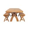 Country Oak 280cm Extending Cross Leg Oval Table and 2 160cm Cross Leg Bench Set - 6 Country Oak 280cm Extending Cross Leg Oval Table and 2 160cm Cross Leg Bench Set - 6
