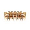 Country Oak 280cm Extending Cross Leg Square Table and 10 Grasmere Timber Seat Chairs - 6 Country Oak 280cm Extending Cross Leg Square Table and 10 Grasmere Timber Seat Chairs - 6