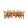 Country Oak 280cm Extending Cross Leg Square Table and 10 Windermere Timber Seat Chairs - 6 Country Oak 280cm Extending Cross Leg Square Table and 10 Windermere Timber Seat Chairs - 6