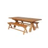 Country Oak 280cm Extending Cross Leg Table and 2 160cm Cross Leg Bench Set - 2 Country Oak 280cm Extending Cross Leg Table and 2 160cm Cross Leg Bench Set - 2