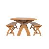 Country Oak 280cm Extending Cross Leg Table and 2 160cm Cross Leg Bench Set - 3 Country Oak 280cm Extending Cross Leg Table and 2 160cm Cross Leg Bench Set - 3
