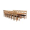 Country Oak 340cm Extending Cross Leg Oval Table and 12 Chester Brown Leather Chairs - 3