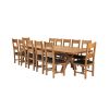 Country Oak 340cm Extending Cross Leg Oval Table and 12 Chester Brown Leather Chairs - 7