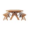Country Oak 340cm Extending Cross Leg Oval Table 4 x 120cm Cross Leg Bench Set - 3 Country Oak 340cm Extending Cross Leg Oval Table 4 x 120cm Cross Leg Bench Set - 3