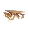 Country Oak 340cm Extending Cross Leg Table and 4 120cm Cross Leg Bench Set - 2 Country Oak 340cm Extending Cross Leg Table and 4 120cm Cross Leg Bench Set - 2