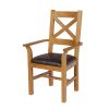 Windermere Cross Back Oak Carver Dining Chair With Brown Leather Seat - £50 OFF FLASH SALE - 3 Windermere Cross Back Oak Carver Dining Chair With Brown Leather Seat - £50 OFF FLASH SALE - 3