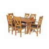 Country Oak 140cm X Leg Oval Table 4 Grasmere Brown Leather Chairs and 2 Matching Carvers - SUMMER SALE - 2