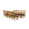 Chateaux 340cm Double Extending Solid Oak Table 10 Chelsea Brown Leather Oak Chair Set - SUMMER SALE - 2