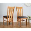 Lichfield Flip Top 100cm 50cm Oak Table 2 Churchill Brown Leather Oak Chair Set - SUMMER SALE - 9