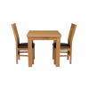 Lichfield Flip Top 80cm to 160cm Oak Table 2 Churchill Brown Leather Oak Chair Set - 3 Lichfield Flip Top 80cm to 160cm Oak Table 2 Churchill Brown Leather Oak Chair Set - 3