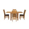 Lichfield Flip Top 80cm to 160cm Oak Table 4 Churchill Brown Leather Oak Chair Set - 4 Lichfield Flip Top 80cm to 160cm Oak Table 4 Churchill Brown Leather Oak Chair Set - 4
