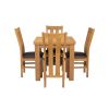 Lichfield Flip Top 80cm to 160cm Oak Table 4 Churchill Brown Leather Oak Chair Set - 7 Lichfield Flip Top 80cm to 160cm Oak Table 4 Churchill Brown Leather Oak Chair Set - 7