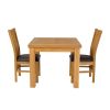 Flip Top 90cm 180cm Extending Oak Table 2 Churchill Brown Leather Chair Set - 3 Flip Top 90cm 180cm Extending Oak Table 2 Churchill Brown Leather Chair Set - 3