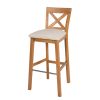 Java Cross Oak Bar Stool with Beige Linen Seat Pad - £60 OFF FLASH SALE - 3 Java Cross Oak Bar Stool with Beige Linen Seat Pad - £60 OFF FLASH SALE - 3