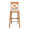 Java Cross Oak Bar Stool with Beige Linen Seat Pad - £60 OFF FLASH SALE - 4 Java Cross Oak Bar Stool with Beige Linen Seat Pad - £60 OFF FLASH SALE - 4