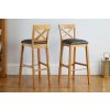 Java Cross Tall Oak Kitchen Stool in Black Leather - £20 OFF FLASH SALE - 2 Java Cross Tall Oak Kitchen Stool in Black Leather - £20 OFF FLASH SALE - 2