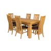 Riga 180cm Oak Table 8 Lichfield Brown Leather Oak Chair Set - 5 Riga 180cm Oak Table 8 Lichfield Brown Leather Oak Chair Set - 5
