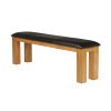 150cm Country Oak Brown Leather Chunky Indoor Oak Bench - £50 OFF FLASH SALE - 2