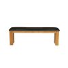 150cm Country Oak Brown Leather Chunky Indoor Oak Bench - £50 OFF FLASH SALE - 3