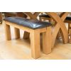 150cm Country Oak Brown Leather Chunky Indoor Oak Bench - £50 OFF FLASH SALE - 10