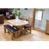 150cm Country Oak Brown Leather Chunky Indoor Oak Bench - £50 OFF FLASH SALE - 11