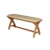 Cream Leather 1.6m Country Oak Cross Leg Bench - £60 OFF FLASH SALE - 2 Cream Leather 1.6m Country Oak Cross Leg Bench - £60 OFF FLASH SALE - 2