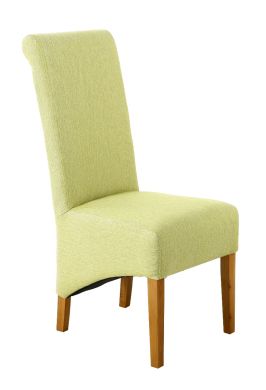 Chesterfield Lime Green Herringbone Fabric Dining Chair with Oak Legs - SUMMER SALE