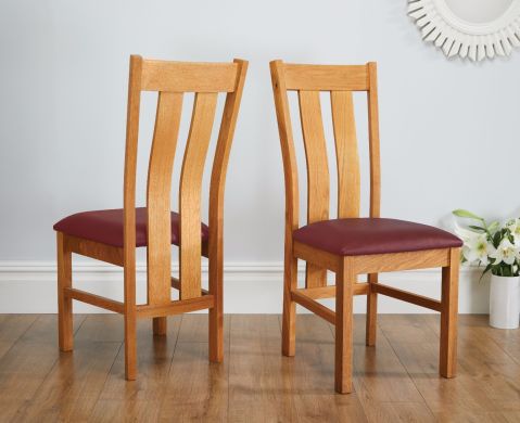Churchill Solid Red Leather Oak Dining Room Chair - £20 OFF SUMMER SALE