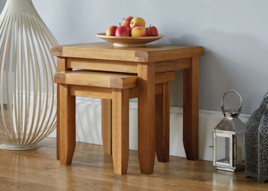 Country Oak Nest of Two Tables - SUMMER SALE