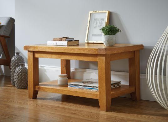 Country Oak Coffee Table with Shelf - SUMMER SALE