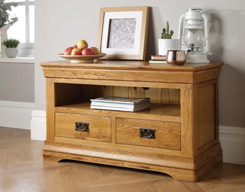 Farmhouse Oak TV Unit with 2 Drawers Fully Assembled - £60 OFF SUMMER SALE