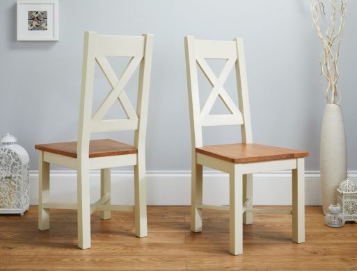 Grasmere Cross Back Cream Painted Chair With Solid Oak Seat - 10% OFF SUMMER SALE