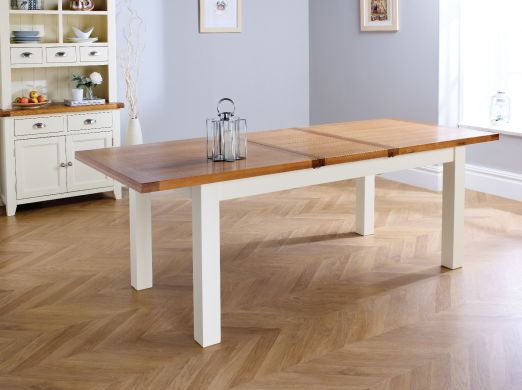 Country Oak 230cm Butterfly Extending Cream Painted Dining Table - SUMMER SALE