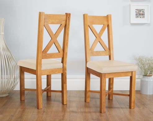 Grasmere Oak Chair with Cream Leather Seat - £30 OFF FLASH SALE