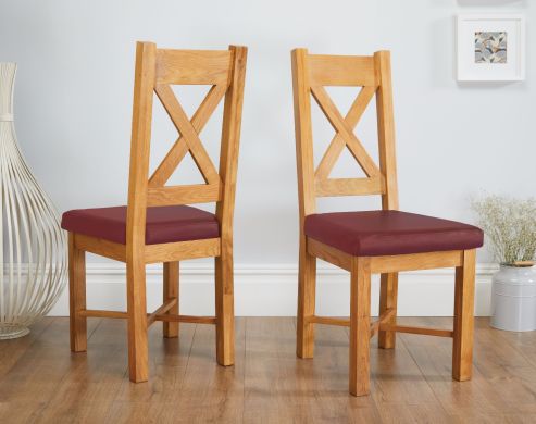 Grasmere Oak Chair with Red Leather Seat - £20 OFF SUMMER SALE