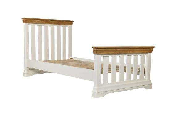 Farmhouse Country Oak Cream Painted 3 Foot Single Bed Slatted Design - £40 OFF SUMMER SALE