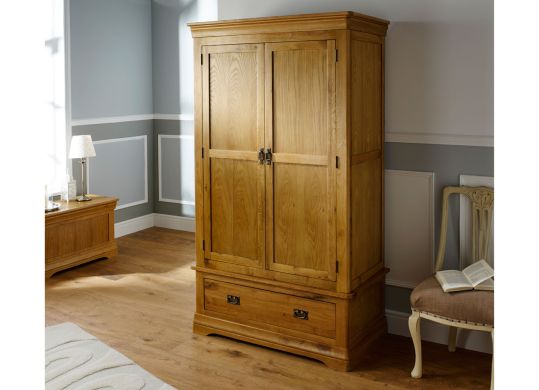 Farmhouse Country Oak Double Oak Wardrobe - £100 OFF FLASH SALE