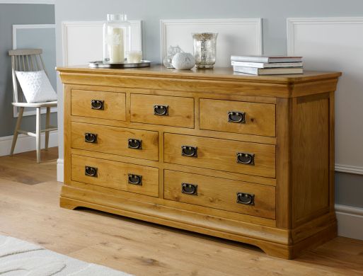 Farmhouse Country Oak 3 Over 4 Large Chest of Drawers - £140 OFF SUMMER SALE