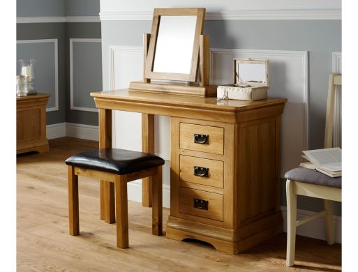 Farmhouse Country Oak Dressing Table Mirror Stool Set - SUMMER SALE