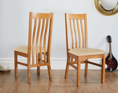 Chelsea Assembled Oak Dining Chair Cream Leather Pad - 10% OFF SUMMER SALE