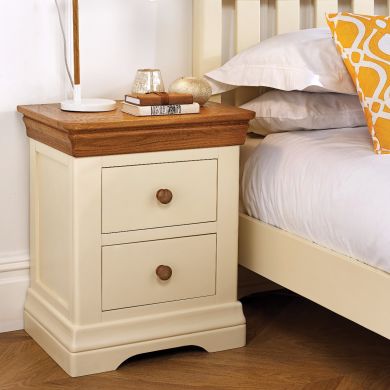 Farmhouse Country Oak Cream Painted Bedside Table - £30 OFF FLASH SALE