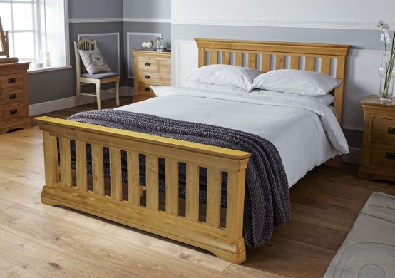 Farmhouse Country Oak Slatted 4ft 6 Inches Double Bed - SUMMER SALE