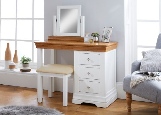 Farmhouse White Painted Oak Single Dressing Table
