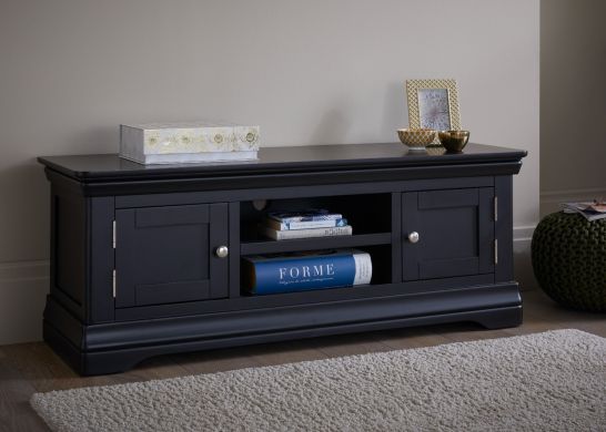 Toulouse Black Painted Large TV Unit 2 Doors and Shelf professional photo