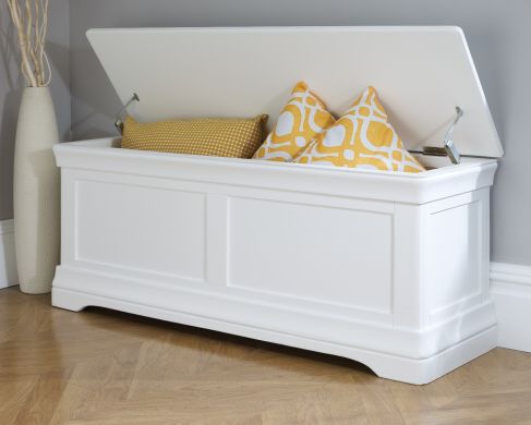 Toulouse Large White Painted Assembled Blanket Storage Box Ottoman - SUMMER SALE