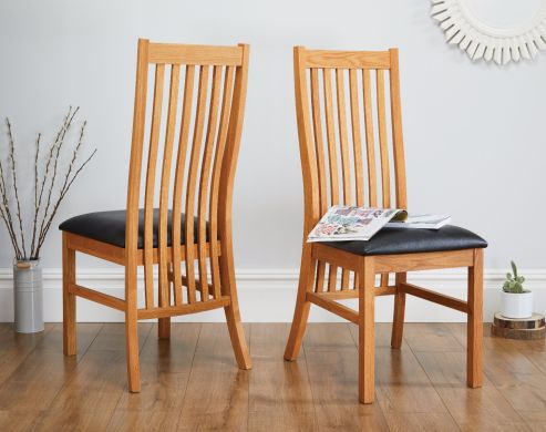 Lichfield Dark Brown Leather Assembled Solid Oak Dining Chair - £20 OFF FLASH SALE