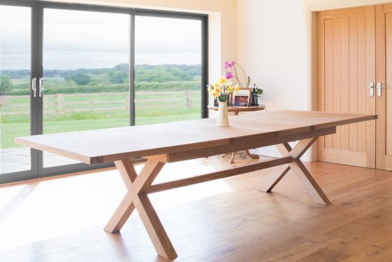 Provence 3.4m Large Double Extending X Leg Oak Dining Table - £300 OFF SUMMER SALE