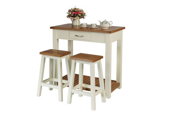 Tutbury Cream Painted Oak Breakfast Table Kitchen Stool Set - SUMMER SALE