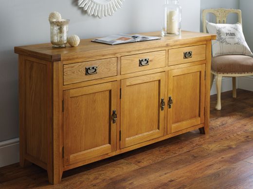 Country Oak 160cm Large Fully Assembled Oak Sideboard - SUMMER SALE