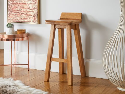Wave Contemporary Solid Oak Bar Stool 